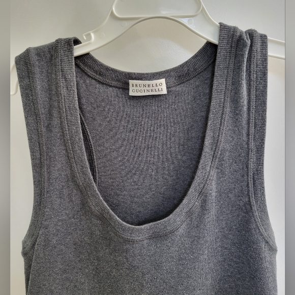 Brunello Cucinelli scoop neck sleeveless top cotton blend - Picture 3 of 7